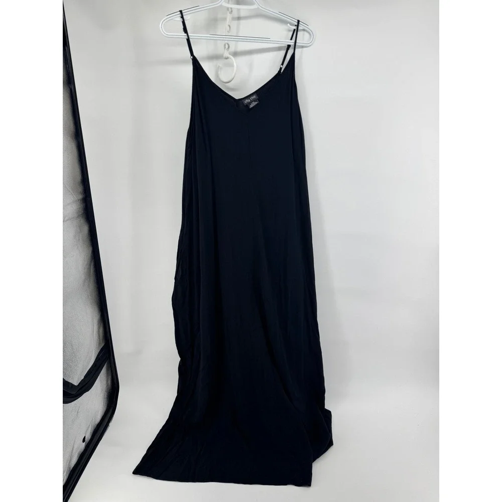 City Chic Black V Neck Strappy Maxi Dress size 20 Viscose Resort Wear - Picture 1 of 5